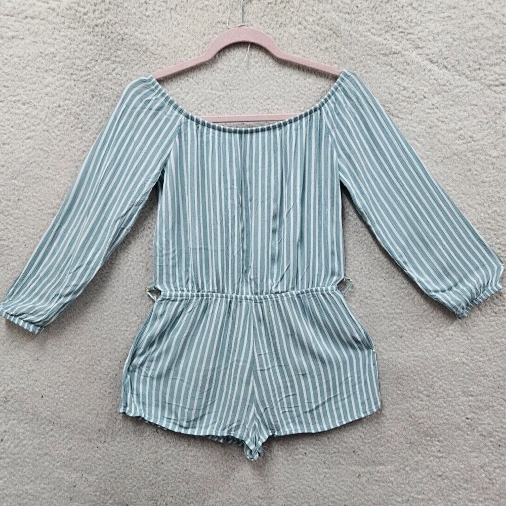 Women’s size large forever, 21 mid sleeve, romper, mint, green, and white p6